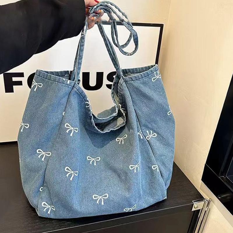 Ladies Bow Decor Denim Canvas  - Travel Accessories Tech review and price