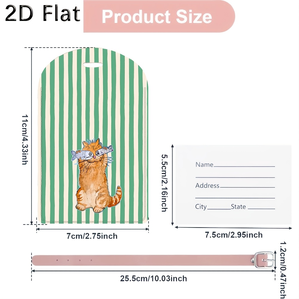 Cute Cat and Green Stripes Lug - Travel Accessories Luggage Straps review and price